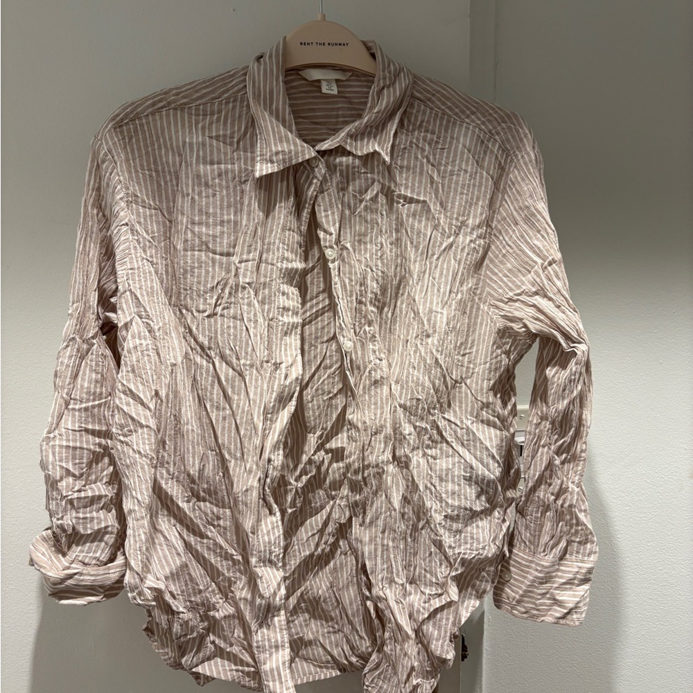 H&M Light Brown Striped Casual Shirt